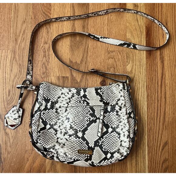 Jessica Simpson Sabrina Shoulder Bag Purse Natural Python Snake Skin White Gray - Picture 5 of 11
